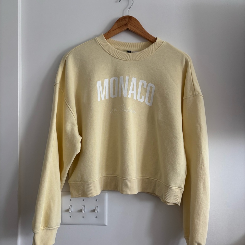 H&M MONACO Yellow Ribbed Collar Sweatshirt